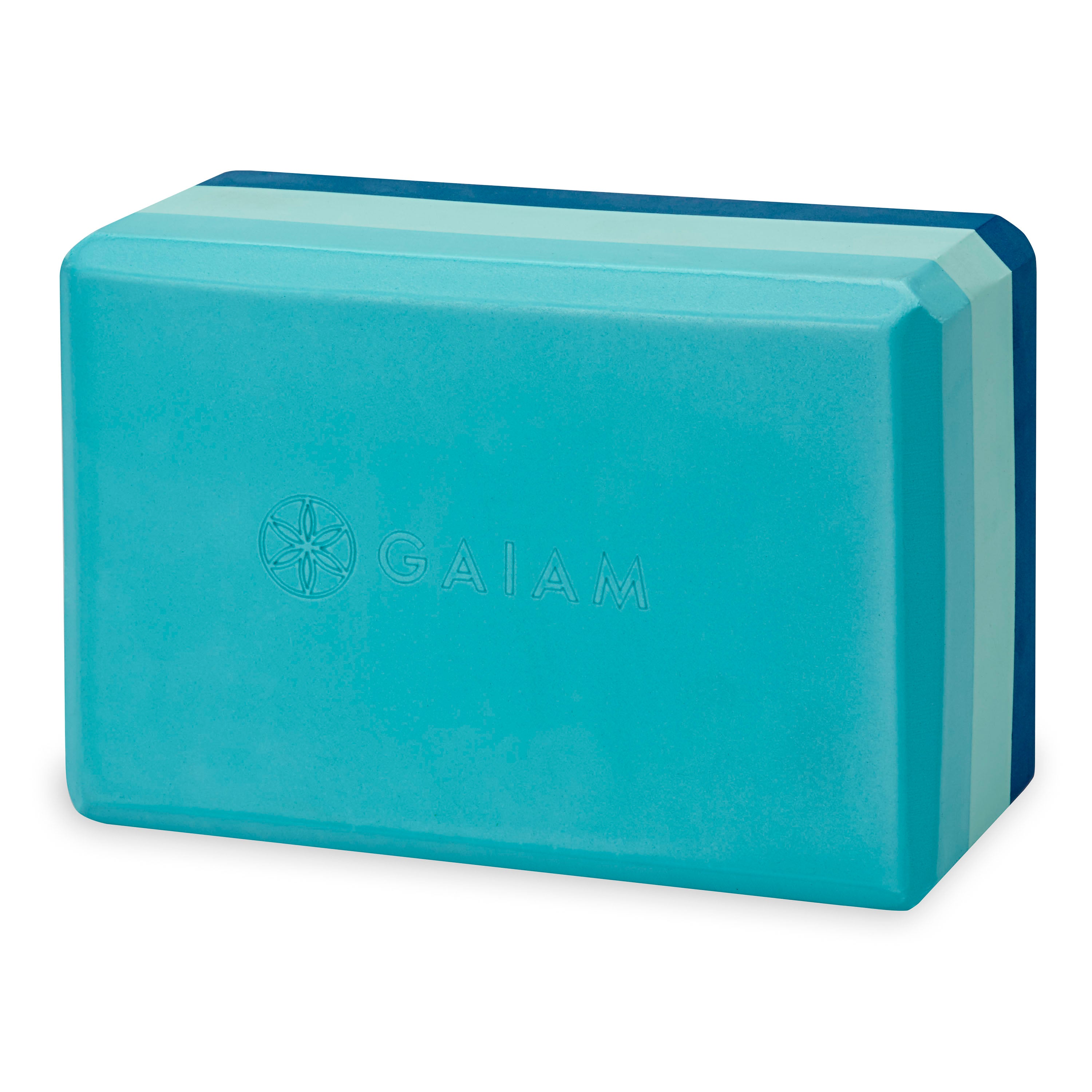 Gaiam Tri-Color Yoga Block Skyline front angle